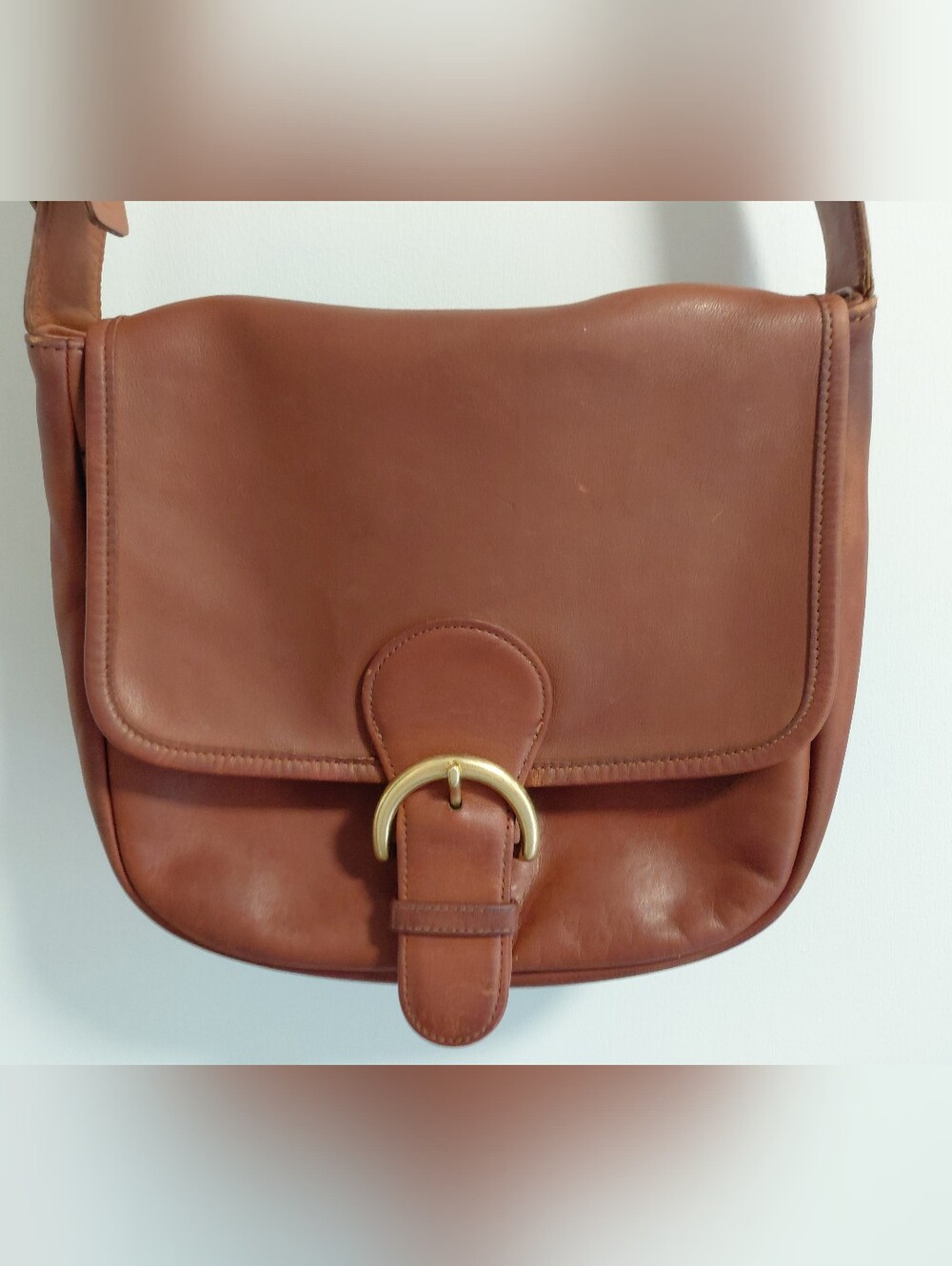 Vintage Coach Bedford Flap Brown Leather Shoulder Bag 4164